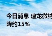 今日消息 建龙微纳：上半年扣非净利同比下降约15%