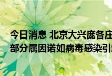 今日消息 北京大兴庞各庄镇通报“居民出现呕吐、腹泻”：部分属因诺如病毒感染引起的急性肠胃炎