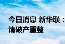 今日消息 新华联：控股股东新华联控股被申请破产重整