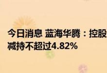 今日消息 蓝海华腾：控股股东及其一致行动人、董事拟合计减持不超过4.82%