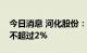 今日消息 河化股份：何建国、何卫国拟减持不超过2%