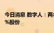 今日消息 数字人：两名股东拟合计减持不超3%股份