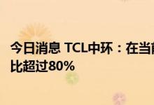 今日消息 TCL中环：在当前价格水平下 硅料在硅片中成本占比超过80%