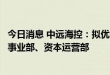 今日消息 中远海控：拟优化公司组织架构，设立供应链物流事业部、资本运营部
