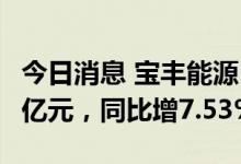 今日消息 宝丰能源：上半年归母净利润40.15亿元，同比增7.53%