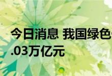 今日消息 我国绿色债券今年以来发行总和达1.03万亿元