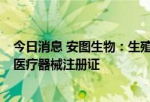 今日消息 安图生物：生殖支原体检测试剂盒等8个产品获得医疗器械注册证