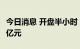 今日消息 开盘半小时 沪深两市成交额达2829亿元