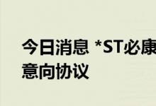 今日消息 *ST必康：控股股东签署重整投资意向协议