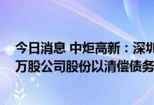 今日消息 中炬高新：深圳中院裁定变价中山润田所持2200万股公司股份以清偿债务