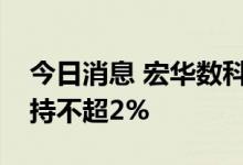 今日消息 宏华数科：公司股东新湖智脑拟减持不超2%