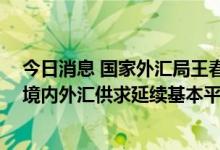 今日消息 国家外汇局王春英：我国外汇市场运行总体平稳 境内外汇供求延续基本平衡