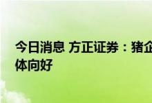 今日消息 方正证券：猪企售价七月大幅改善 下半年猪价整体向好