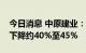 今日消息 中原建业：预期上半年净利润同比下降约40%至45%