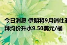 今日消息 伊朗将9月销往亚洲的轻质原油价格定为较阿曼/迪拜均价升水9.50美元/桶