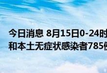 今日消息 8月15日0-24时，海南省新增本土确诊病例426例和本土无症状感染者785例