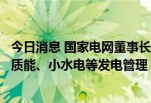 今日消息 国家电网董事长辛保安：加强燃煤自备电厂、生物质能、小水电等发电管理