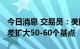 今日消息 交易员：美团2030年到期美元债利差扩大50-60个基点