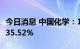 今日消息 中国化学：1-7月公司营收同比增长35.52%