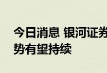 今日消息 银河证券：工业机器人行业复苏趋势有望持续