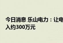 今日消息 乐山电力：让电于民措施预计减少公司8月准许收入约300万元