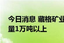 今日消息 藏格矿业：全年预计实现碳酸锂产量1万吨以上