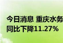 今日消息 重庆水务：半年度净利润9.36亿元 同比下降11.27%