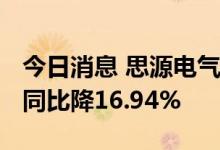 今日消息 思源电气：上半年净利润4.73亿元 同比降16.94%