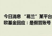 今日消息 “葛兰”某平台声称“医药行业逻辑不在了”？中欧基金回应：是假冒账号，已投诉