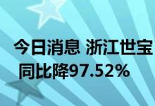 今日消息 浙江世宝：上半年净利润85.56万元 同比降97.52%