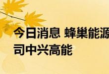 今日消息 蜂巢能源接盘中兴退股新能源子公司中兴高能