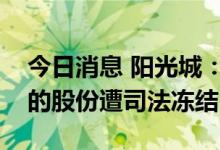 今日消息 阳光城：泰禾建材所持公司4.69%的股份遭司法冻结