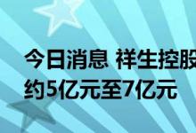 今日消息 祥生控股集团：预计上半年净亏损约5亿元至7亿元