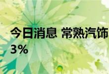 今日消息 常熟汽饰：上半年净利同比减少6.13%