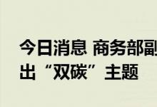 今日消息 商务部副部长：今年服贸会更加突出“双碳”主题
