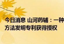 今日消息 山河药辅：一种低松密度交联羧甲纤维素钠的制备方法发明专利获得授权