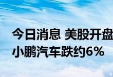 今日消息 美股开盘：三大股指集体小幅下跌 小鹏汽车跌约6%