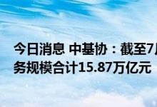 今日消息 中基协：截至7月底证券期货经营机构私募资管业务规模合计15.87万亿元