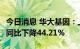 今日消息 华大基因：上半年净利润6.06亿元，同比下降44.21%