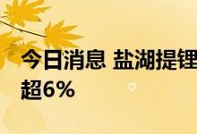今日消息 盐湖提锂午后震荡走低 天齐锂业跌超6%