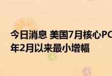 今日消息 美国7月核心PCE物价指数环比增长0.1% 为2021年2月以来最小增幅