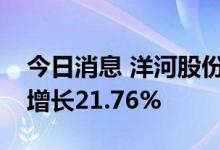 今日消息 洋河股份：上半年实现净利润同比增长21.76%