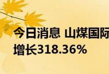 今日消息 山煤国际：上半年实现净利润同比增长318.36%