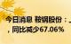 今日消息 鞍钢股份：上半年净利润17.16亿元，同比减少67.06%