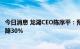 今日消息 龙湖CEO陈序平：预计全年商品房成交规模同比下降30%