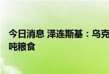 今日消息 泽连斯基：乌克兰已通过粮食运输通道出口100万吨粮食