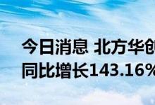 今日消息 北方华创：上半年净利7.55亿元，同比增长143.16%