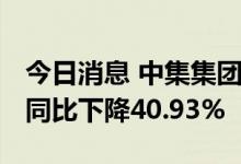今日消息 中集集团：上半年净利25.38亿元，同比下降40.93%