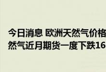 今日消息 欧洲天然气价格出现自4月份以来最大跌幅 荷兰天然气近月期货一度下跌16%