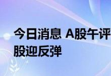 今日消息 A股午评：指数早盘震荡回暖 赛道股迎反弹
